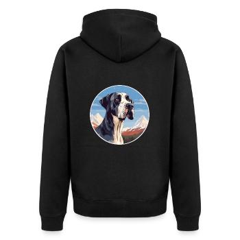 Große Dogge Hunderasse Cartoon Kawaii Aquarell - Unisex Premium Bio Zip Hoodie - Schwarz - Hinten - Nico (187cm)