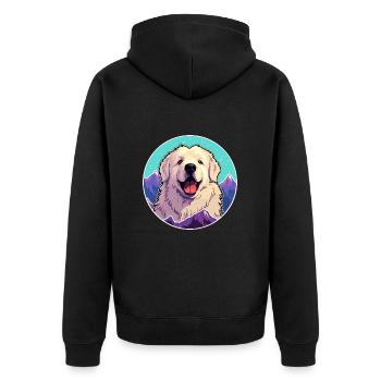 Grande race de chien des Pyrénées dessin animé Kawaii aquarelle - Veste à capuche bio Premium Unisexe - noir - Dos - Nico (187cm)