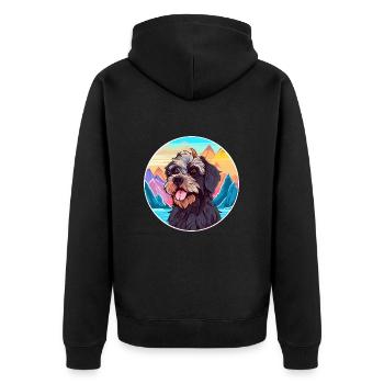 Griffon Nivernais race de chien dessin animé kawaii Waterco - Veste à capuche bio Premium Unisexe - noir - Dos - Nico (187cm)