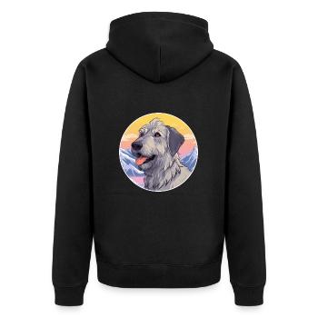 Irish Wolfhound chien race dessin animé Kawaii Watercolo - Veste à capuche bio Premium Unisexe - noir - Dos - Nico (187cm)