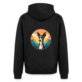 Italienischer Windhund Hunderasse Cartoon Kawaii Waterco - Unisex Premium Bio Zip Hoodie - Schwarz - Hinten - Nico (187cm)