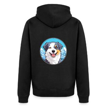 Italienische Volpino Hunderasse Cartoon Kawaii Watercolo - Unisex Premium Bio Zip Hoodie - Schwarz - Hinten - Nico (187cm)