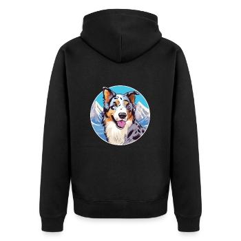 Kaikadi Hunderasse Karikatur Kawaii Aquarell - Unisex Premium Bio Zip Hoodie - Schwarz - Hinten - Nico (187cm)