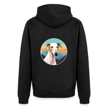 Galgo Español Hunderasse Cartoon Kawaii Aquarell - Unisex Premium Bio Zip Hoodie - Schwarz - Hinten - Nico (187cm)
