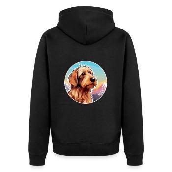 Griffon Fauve De Bretagne Dog Breed Cartoon Kawaii - Unisex Premium Organic Zip Hoodie - black - Back - Nico (187cm)