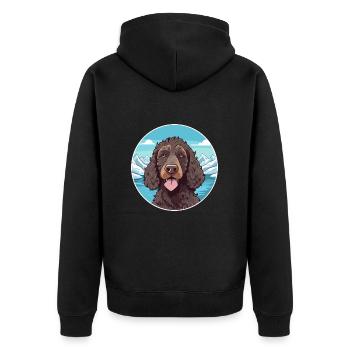 Irischer Wasserspaniel Hunderasse Cartoon Kawaii Wasser - Unisex Premium Bio Zip Hoodie - Schwarz - Hinten - Nico (187cm)