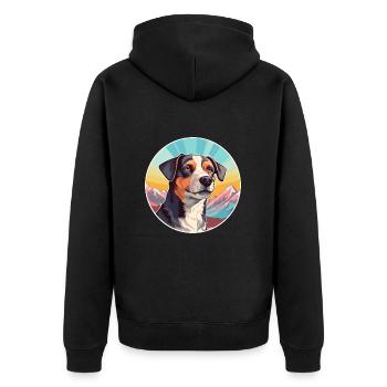Karakachan chien race dessin animé Kawaii aquarelle - Veste à capuche bio Premium Unisexe - noir - Dos - Nico (187cm)