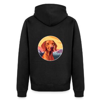 Hungarian Vizsla Dog Breed Cartoon Kawaii Watercol - Unisex Premium Organic Zip Hoodie - black - Back - Nico (187cm)