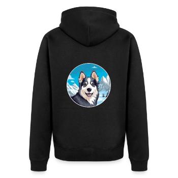 Hygenhund chien race dessin animé Kawaii aquarelle - Veste à capuche bio Premium Unisexe - noir - Dos - Nico (187cm)