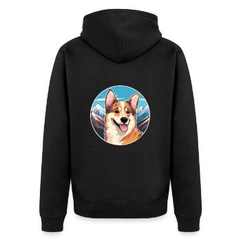 Kai Ken chien race dessin animé Kawaii aquarelle - Veste à capuche bio Premium Unisexe - noir - Dos - Nico (187cm)