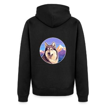 Kunming Wolfdog Hunderasse Cartoon Kawaii Watercolo - Unisex Premium Bio Zip Hoodie - Schwarz - Hinten - Nico (187cm)
