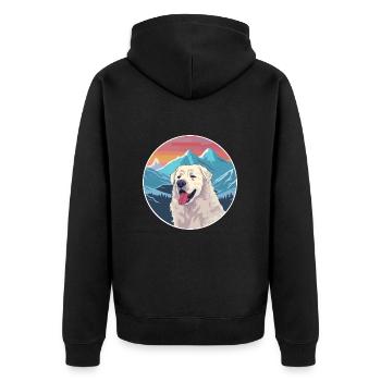 Kuvasz chien race dessin animé Kawaii aquarelle - Veste à capuche bio Premium Unisexe - noir - Dos - Nico (187cm)
