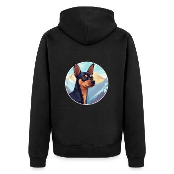 Miniatur Pinscher Hunderasse Cartoon Kawaii Waterc - Unisex Premium Bio Zip Hoodie - Schwarz - Hinten - Nico (187cm)