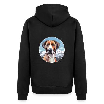 Mountain Cur Hunderasse Cartoon Kawaii Aquarell - Unisex Premium Bio Zip Hoodie - Schwarz - Hinten - Nico (187cm)