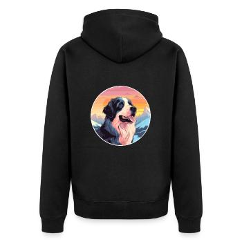 Landseer chien race dessin animé Kawaii aquarelle - Veste à capuche bio Premium Unisexe - noir - Dos - Nico (187cm)
