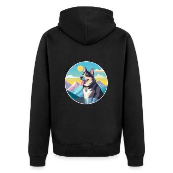 Laufhund Hunderasse Cartoon Kawaii Aquarell - Unisex Premium Bio Zip Hoodie - Schwarz - Hinten - Nico (187cm)
