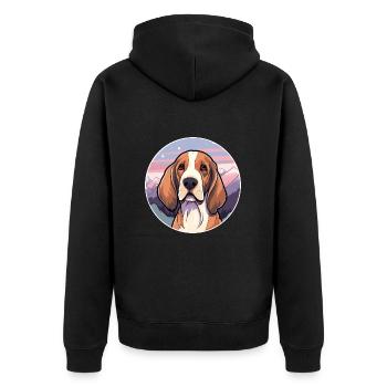 Latvian Hound Dog Breed Cartoon Kawaii Watercolor - Unisex Premium Organic Zip Hoodie - black - Back - Nico (187cm)