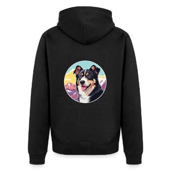 Lapponian Herder Dog Breed Cartoon Kawaii Watercol - Unisex Premium Organic Zip Hoodie - black - Back - Nico (187cm)