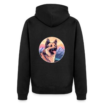 Majorca Shepherd Dog Breed Cartoon Kawaii Watercol - Unisex Premium Organic Zip Hoodie - black - Back - Nico (187cm)