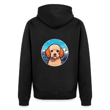 Miniatur-Pudel Hunderasse Karikatur Kawaii Watercol - Unisex Premium Bio Zip Hoodie - Schwarz - Hinten - Nico (187cm)