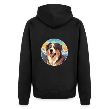 Moscow Watchdog Dog Breed Cartoon Kawaii Watercolo - Unisex Premium Organic Zip Hoodie - black - Back - Nico (187cm)