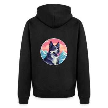 Mudi Dog Breed Cartoon Kawaii Watercolor - Unisex Premium Organic Zip Hoodie - black - Back - Nico (187cm)