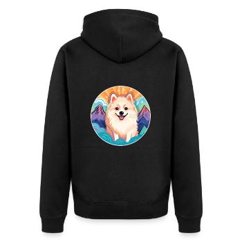 Spitz nordique chien race Cartoon Kawaii aquarelle - Veste à capuche bio Premium Unisexe - noir - Dos - Nico (187cm)