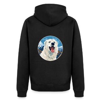 Maremma Sheepdog Dog Breed Cartoon Kawaii Watercol - Unisex Premium Organic Zip Hoodie - black - Back - Nico (187cm)