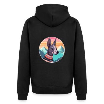 Mexikanische haarlose Hunderasse Cartoon Kawaii Watercol - Unisex Premium Bio Zip Hoodie - Schwarz - Hinten - Nico (187cm)