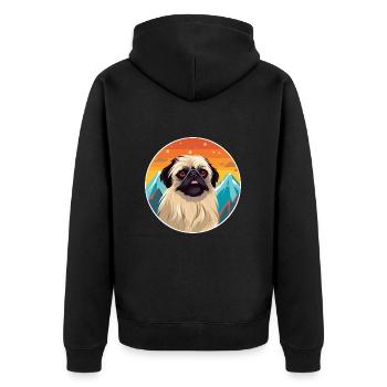 Pekinesische Hunderasse Cartoon Kawaii Aquarell - Unisex Premium Bio Zip Hoodie - Schwarz - Hinten - Nico (187cm)