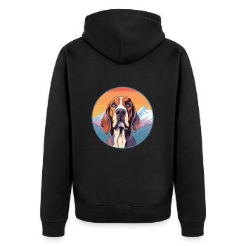 Norwegian Hound Dog Breed Cartoon Kawaii Watercolo - Unisex Premium Organic Zip Hoodie - black - Back - Nico (187cm)