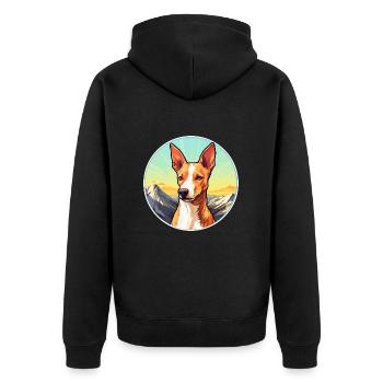 Podenco Canario race de chien dessin animé kawaii watercolo - Veste à capuche bio Premium Unisexe - noir - Dos - Nico (187cm)