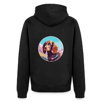 Picardie Spaniel Hund Rasse Cartoon Kawaii Watercolo - Unisex Premium Bio Zip Hoodie - Schwarz - Hinten - Nico (187cm)