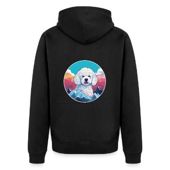 Caniche chien race dessin animé Kawaii aquarelle - Veste à capuche bio Premium Unisexe - noir - Dos - Nico (187cm)