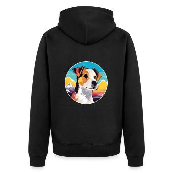 Parson Russell Terrier Hunderasse Cartoon Kawaii Wa - Unisex Premium Bio Zip Hoodie - Schwarz - Hinten - Nico (187cm)