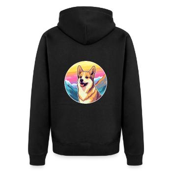 Norwegische Lundehund Hunderasse Cartoon Kawaii Wasser - Unisex Premium Bio Zip Hoodie - Schwarz - Hinten - Nico (187cm)