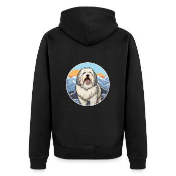 Alter englischer Schäferhund Hunderasse Cartoon Kawaii Wate - Unisex Premium Bio Zip Hoodie - Schwarz - Hinten - Nico (187cm)