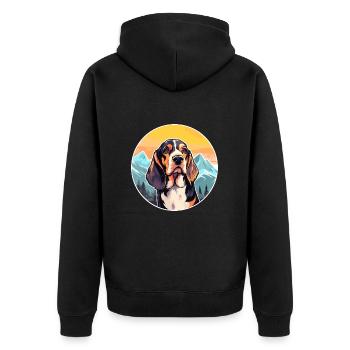 Polish Hound Dog Breed Cartoon Kawaii Watercolor - Unisex Premium Organic Zip Hoodie - black - Back - Nico (187cm)
