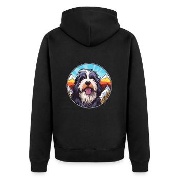 Chien de berger portugais race de chien dessin animé kawaii eau - Veste à capuche bio Premium Unisexe - noir - Dos - Nico (187cm)