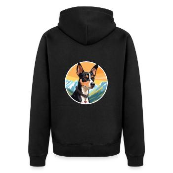 Rat Terrier chien race dessin animé Kawaii aquarelle - Veste à capuche bio Premium Unisexe - noir - Dos - Nico (187cm)