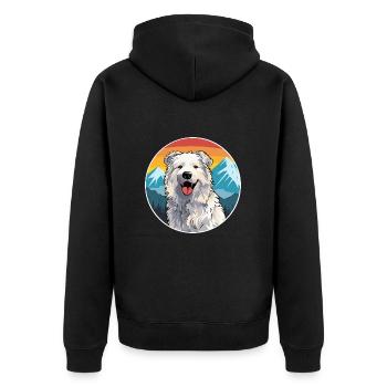 Rumänische Mioritische Hunderasse Karikatur Kawaii Waterco - Unisex Premium Bio Zip Hoodie - Schwarz - Hinten - Nico (187cm)