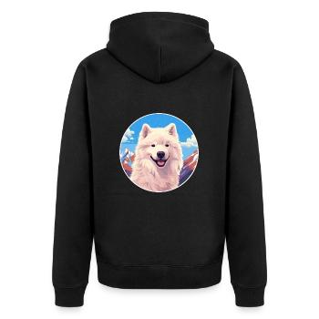 Samoyed Dog Breed Cartoon Kawaii Watercolor - Unisex Premium Organic Zip Hoodie - black - Back - Nico (187cm)