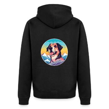 Sapsali Dog Breed Cartoon Kawaii Watercolor - Unisex Premium Organic Zip Hoodie - black - Back - Nico (187cm)