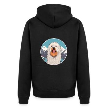 Puli chien race dessin animé Kawaii aquarelle - Veste à capuche bio Premium Unisexe - noir - Dos - Nico (187cm)
