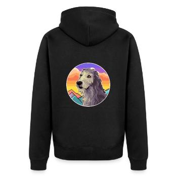 Scottish Deerhound Dog Breed Cartoon Kawaii Waterc - Unisex Premium Organic Zip Hoodie - black - Back - Nico (187cm)