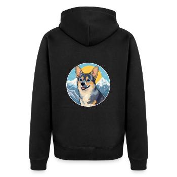 Swedish Vallhund Dog Breed Cartoon Kawaii Watercol - Unisex Premium Organic Zip Hoodie - black - Back - Nico (187cm)