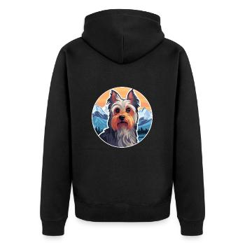 Silky Terrier Hunderasse Cartoon Kawaii Aquarell - Unisex Premium Bio Zip Hoodie - Schwarz - Hinten - Nico (187cm)