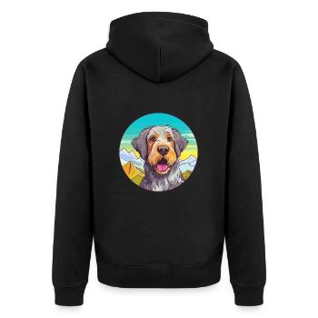 Slovaque Cuvac chien race dessin animé Kawaii aquarelle - Veste à capuche bio Premium Unisexe - noir - Dos - Nico (187cm)