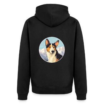 Glatter Collie Hund Rasse Cartoon Kawaii Aquarell - Unisex Premium Bio Zip Hoodie - Schwarz - Hinten - Nico (187cm)