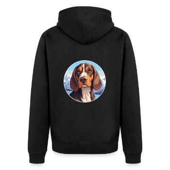 Southern Hound Dog Breed Cartoon Kawaii Watercolor - Unisex Premium Organic Zip Hoodie - black - Back - Nico (187cm)